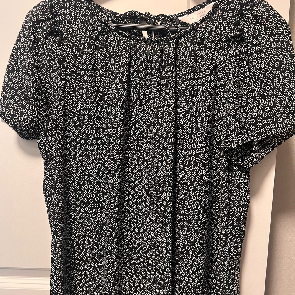 LC Lauren Conrad Black and White Dotted Blouse